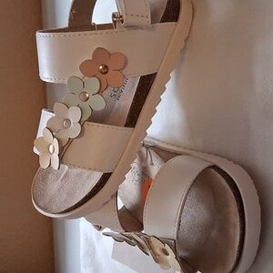 White Mountain Girls Cream Floral Strap Sandals